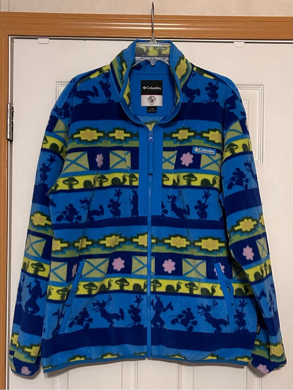 Columbia x Disney Mickey & Co Vintage Style Southwestern Fleece Jacket Blue L